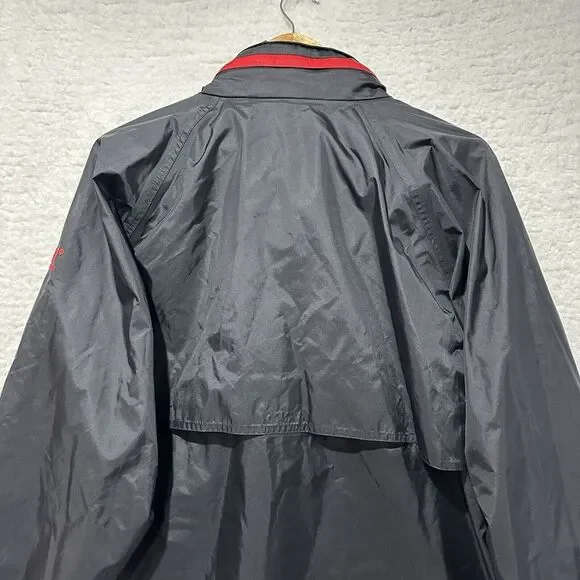 Helly Hansen Black & Red Detailing Collar Full Zip Hooded Windbreaker Jacket L